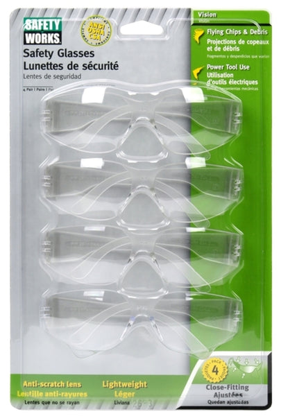 Safety Works 10087608 Close Fitting Safety Eyewear, Clear Lens