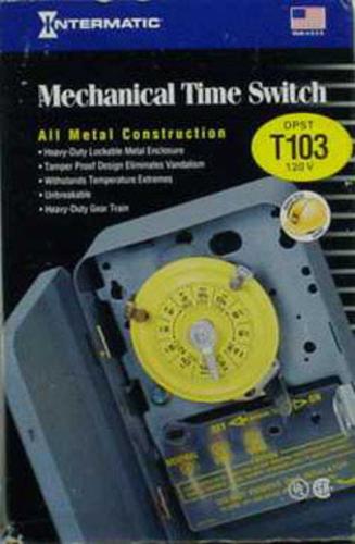 Intermatic T103 Indoor Time Switch, 125 Volts, 40 Amp