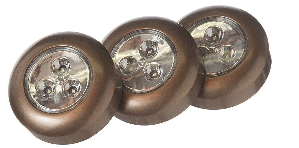 Fulcrum 30010-307 Led Battery-Operated Stick-On Tap Light, Bronze, 3 Piece