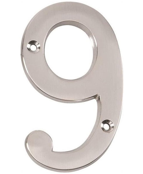 Prosource N-Z049SN-PS House Number-9, 4", Satin Nickel