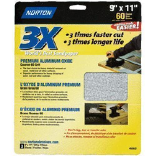 Norton 02622 3X Sandsheet 9"x11", 60 Grit