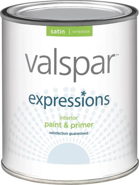Valspar 17041 Expressions Interior Latex Satin Paint, White, 1 Quart