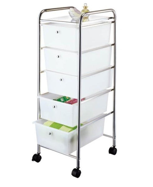 Simple Spaces G005-CH Five Drawer Storage Cart, Chrome