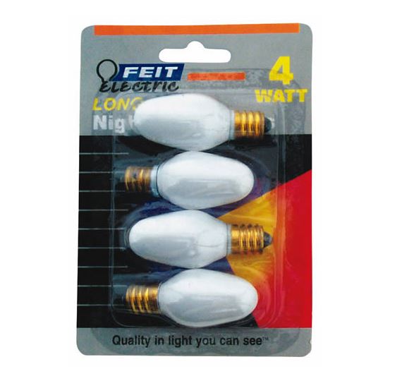 Feit Electric BP4C7/W/4 Incandescent Nightlight Bulb, 4 Watts, 120 Volt