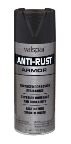 Valspar 044.0021942.076 Anti-Rust Armor Spray Paint, Semi Gloss, Black, 12 Oz