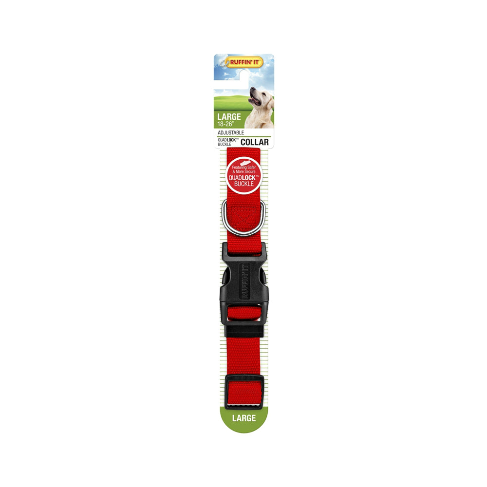 Westminster Pet 7N31143 Ruffin' It Adjustable Dog Collar, Nylon, Red, 18 - 26"