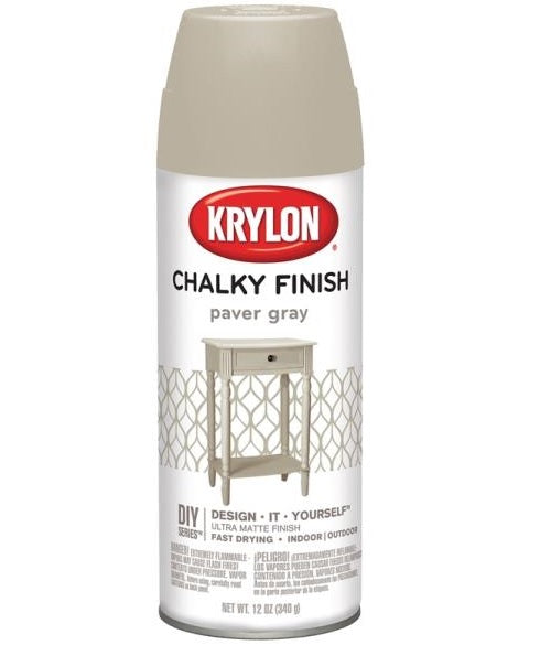 Krylon K04105000 Chalky Finish Spray Paint, 12 Oz, Paver Gray