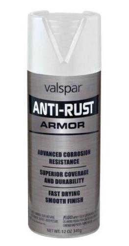 Valspar 044.0021920.076 Anti-Rust Armor Spray Paint, 12 Oz, Satin White