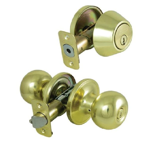 Prosource B9721BRA4F Ball Door Entry/Bolt, Polished Brass