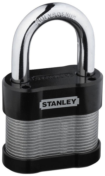 Stanley Hardware S828-244 Padlock, Laminated Steel, Silver, 2-1/2" W