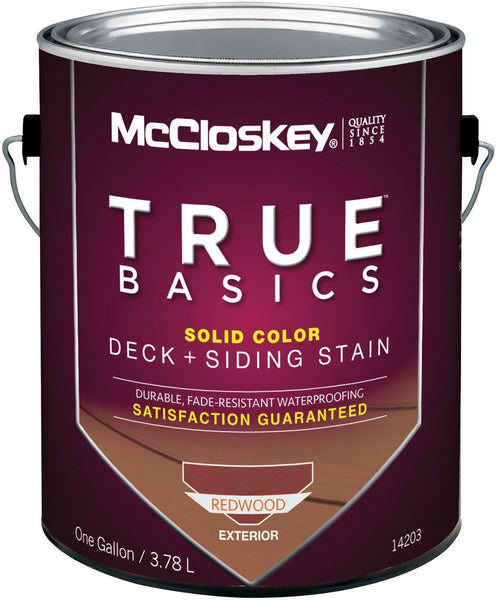 McCloskey 14203 True Basics Exterior Acrylic Deck & Siding Stain, Gallon, Redwood