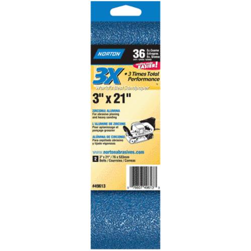 Norton 03994 High Performance Sanding Belt, 36 Grit, 3" x 21"