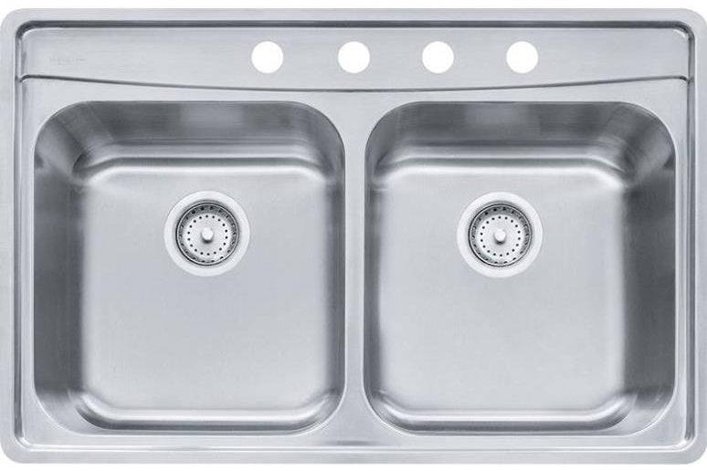 Franke EVDCG904-18 Evolution Double Bowl Kitchen Sink, 18 Gauge