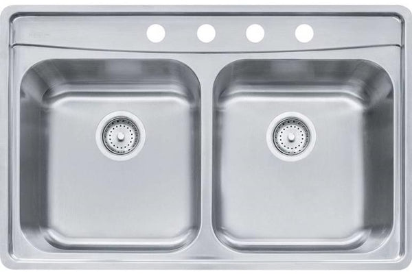 Franke EVDCG904-18 Evolution Double Bowl Kitchen Sink, 18 Gauge