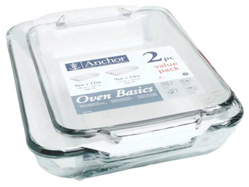 Anchor Hocking 82761OBL11 Oven Basics Baking Dish Set, 2 Piece