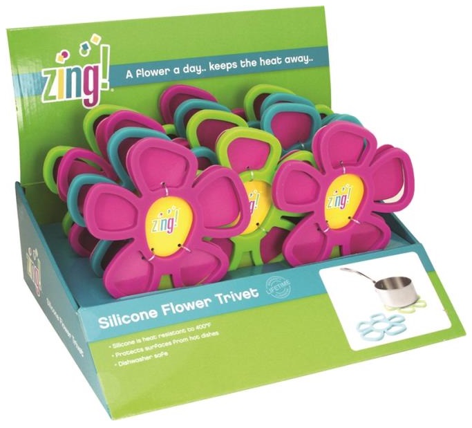 Zing 93165 Silicon Flower Trivet, Assorted Colors