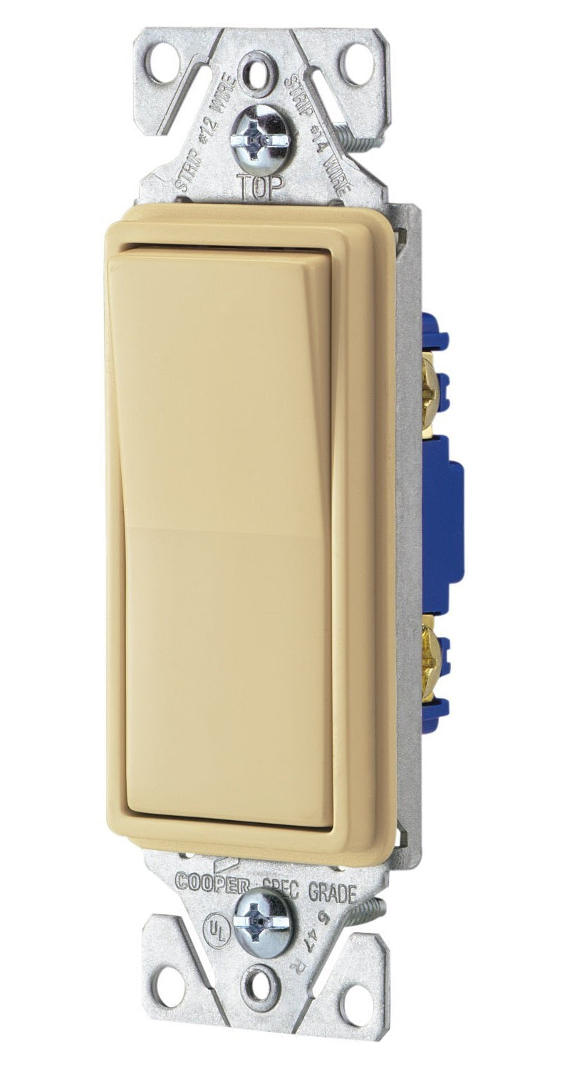 Cooper Wiring 7501V-BOX Single-Pole Decorator Rocker Switch, Ivory