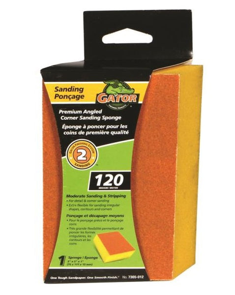 Gator 7305-012 Premium Angled Multi-Surface Sanding Sponge, 120 Grit