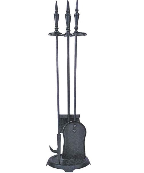 Simple Spaces T40100BK-C3L 4-Piece Fireplace Tool Set 28.5", Black