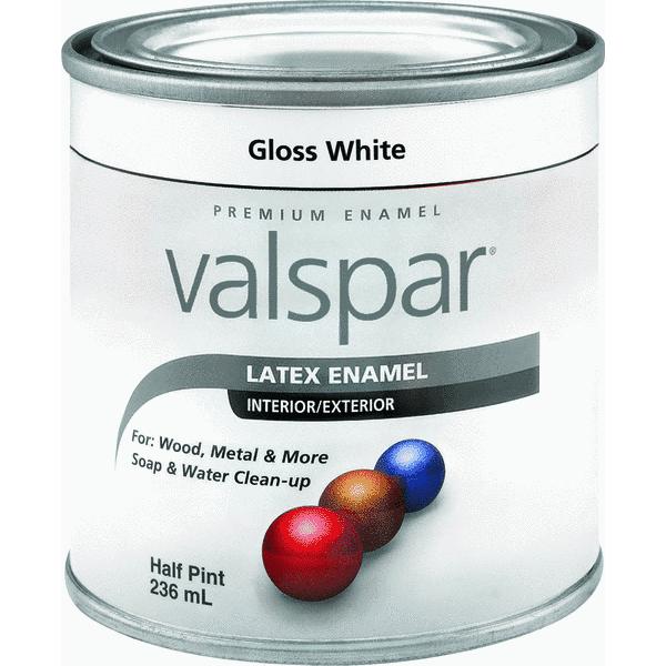 Valspar 410-0065000-003 Acrylic Latex Enamel, 1/2 Pint, Gloss,  White