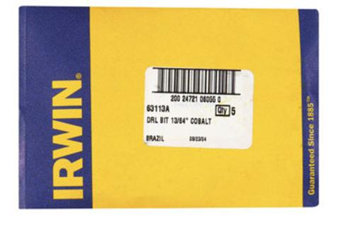 Irwin 63113ZR Split Point Cobalt High Speed Steel Drill Bit 13/64"