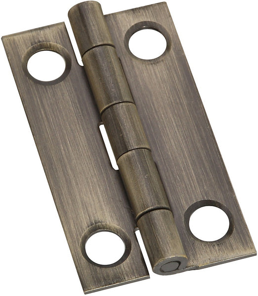 National Hardware N211-185 Decorative Narrow Hinge, 1" x 3/4", Antique Brass