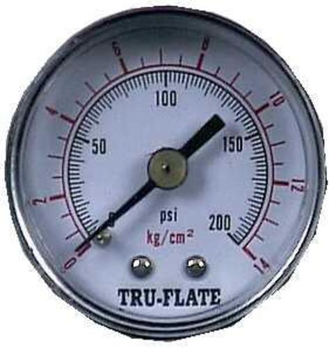 Tru-Flate 24801 Mini Air Line Pressure Gauge 0-200 Psi