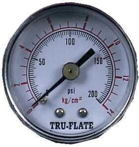 Tru-Flate 24801 Mini Air Line Pressure Gauge 0-200 Psi