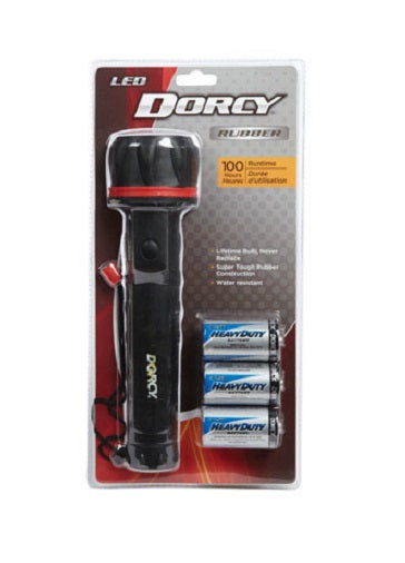 Dorcy 41-2976 LED Rubber Flashlight With 3 &#039;D&#039; Batteries, Black
