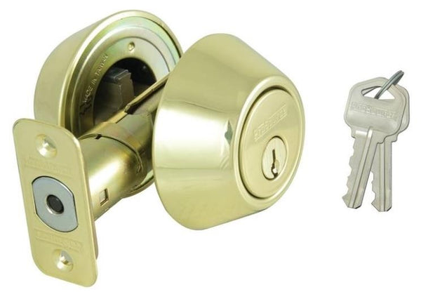 Prosource D272-RU5B Double Cylinder Deadbolt, Polished Brass