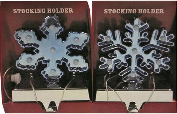 Holiday Basix 19145 Battery Operated LED Snowflake Stocking Holder, Assorted