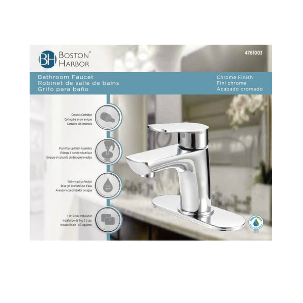 Boston Harbor FS1A0188CP Bathroom Faucet With Push Pop-Up, Chrome