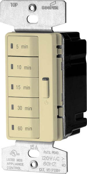 Cooper Wiring PT18M-V-K Accell Wall Switch Programmable Timer, Ivory