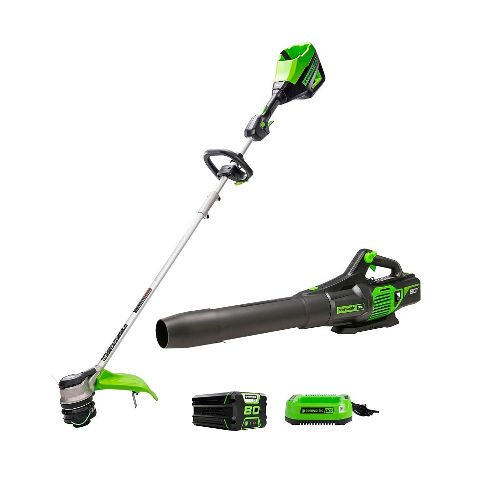 Greenworks 1324902VT String Trimmer and Leaf Blower Combo, 80 Volt