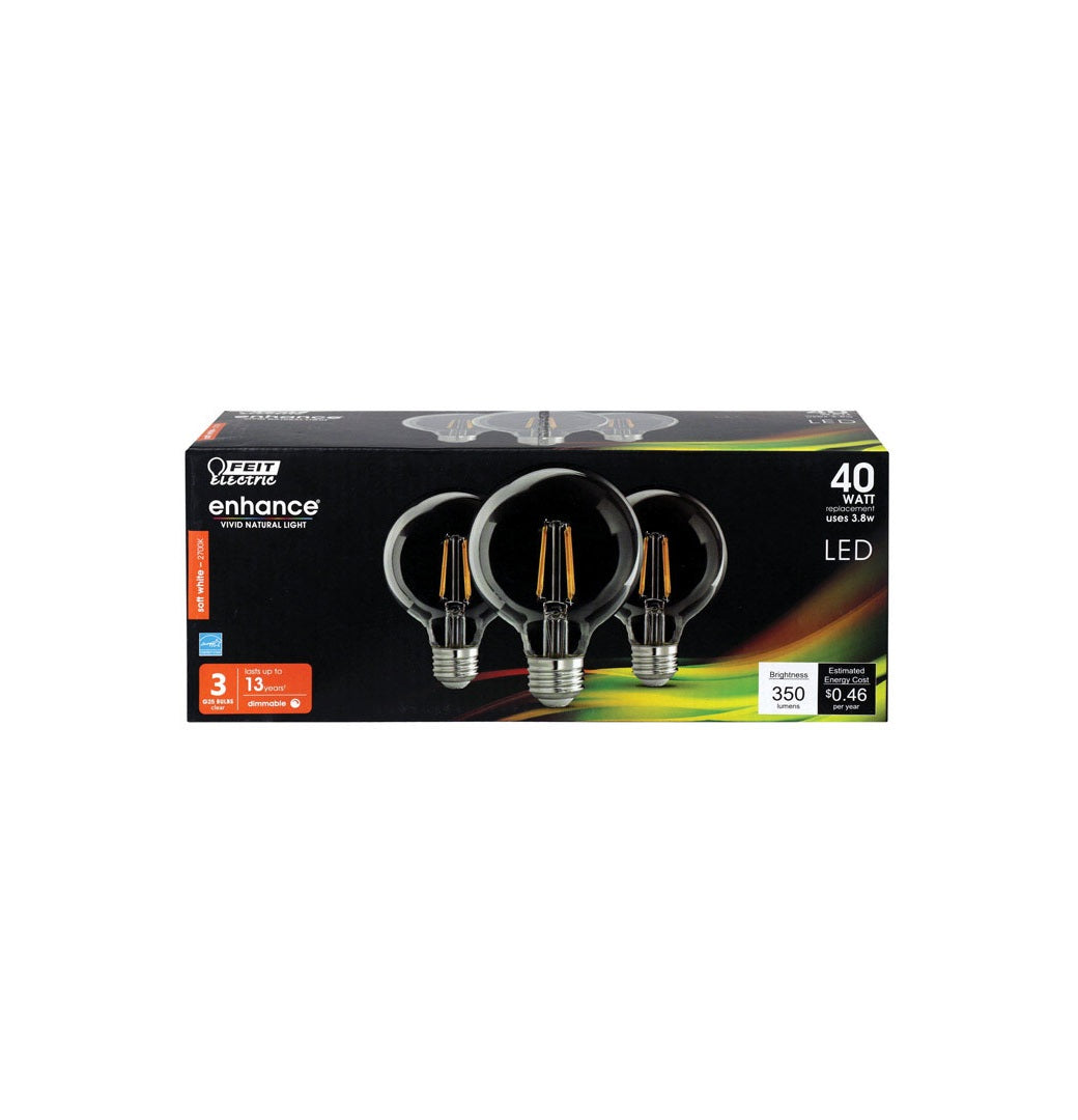 Feit Electric G2540927CAFL3RP Enhance G25 Filament LED Bulb, 3.8 W