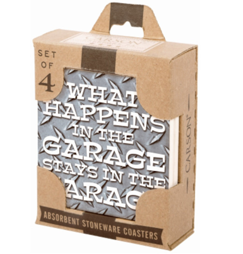 Carson SS72409 Stoneware Absorbent Garage Coasters