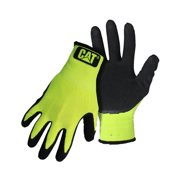 Cat CAT017418M Hivis Poly Knit Coated Palm Glove, Medium