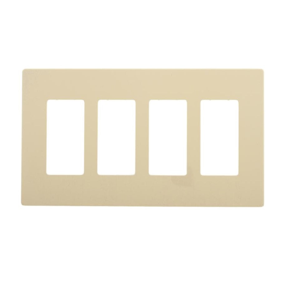 Eaton PJS264LA 4-Gang Decorator Screwless Wall Plate, Light Almond