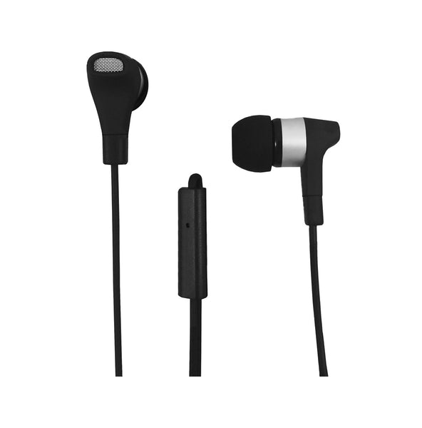 AmerTac PM1001SEB Zenith Stereo Earbuds With Microphone, Black