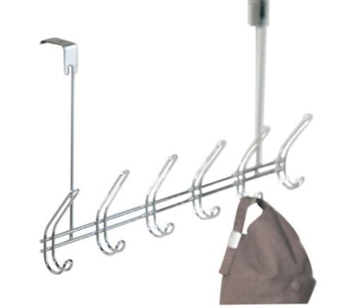 InterDesign 44002 Classico Over-The-Door Rack, 6-Hooks, Chrome