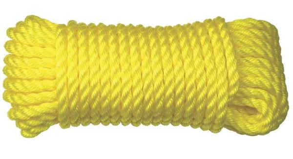 Ben-Mor 60154 Twisted Polypropylene Rope, 3 Strands, 3/8" x 100&#039;, Yellow