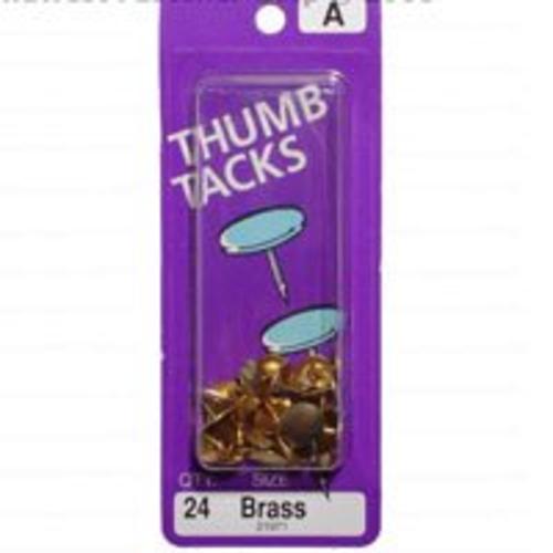 Midwest 21971 Thumb Tacks 24-Piece, Brass
