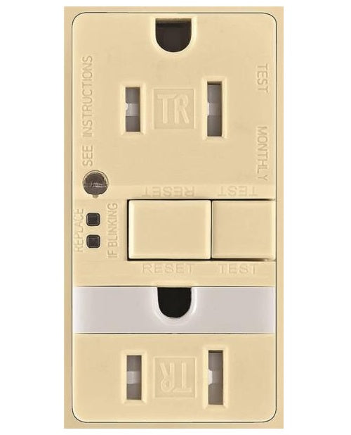 Arrow Hart TRSGFNL15V-K Self-Test GFCI/Nightlight Receptacle, Ivory