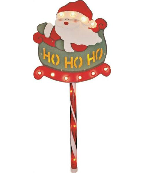 Holiday Basix 60119 Christmas Pre-Lit Santa Yard Stake, 35" H