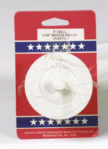 Us Hardware P-1357C Bathtub Popstop, 1-1/2", White