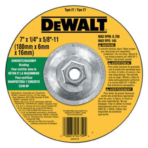 Dewalt DWA4514CH Masonry Grinding Wheel, 7"