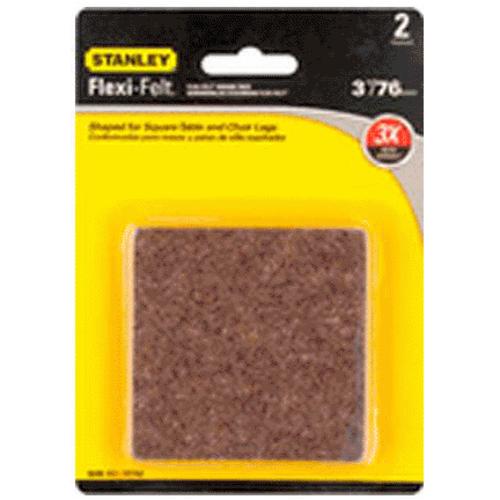 Stanley 849312 Flexi-Felt Square Self-Adhesive Pads, 3", Brown