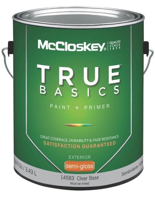 McCloskey 14583 True Basics Exterior Latex Semi-Gloss Paint, Clear Base