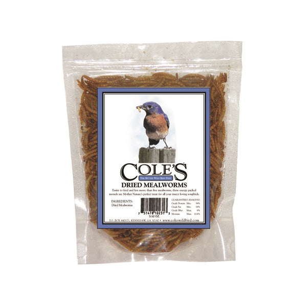 Cole's DRMW Dried Mealworm Bird Food, 3.5 Oz