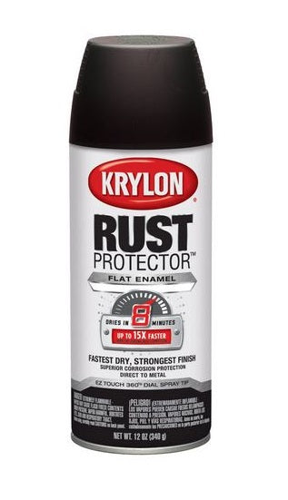 Krylon 69036 Rust Protector Enamel Spray Paint, 12 Oz, Flat Brown